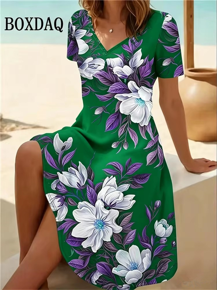 Romper Floral Print - Sukienki damskie w rozmiarze 6XL Plus