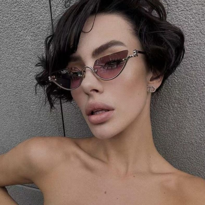 Sunglasses Cat Eye - Modne metalowe okulary przeciwsłoneczne damskie typu