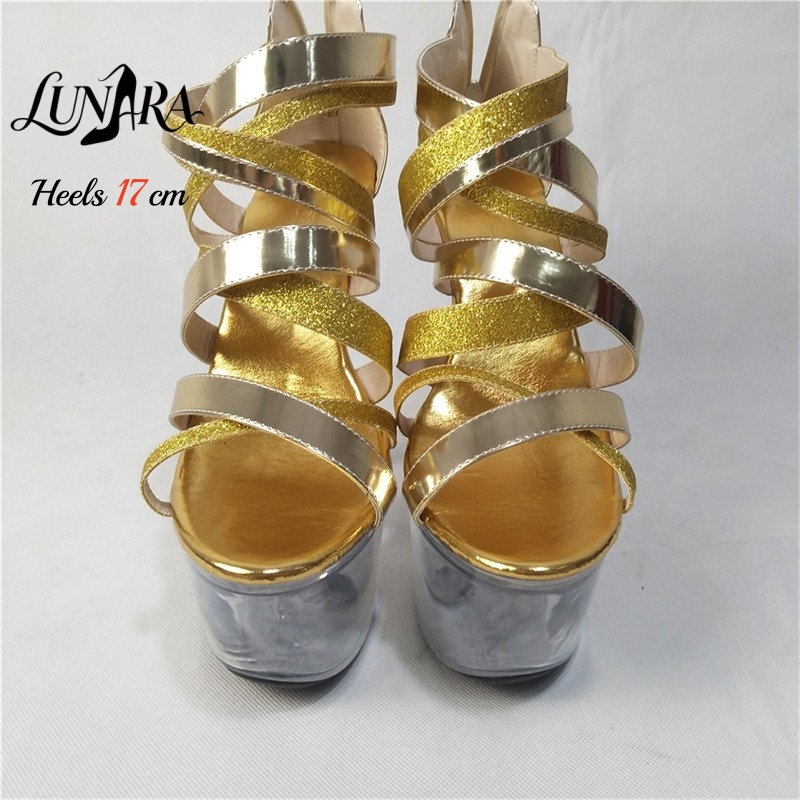 17cm/7 cali Złote Metaliczne S – Sandal Strappy Heeled recenzja i cena